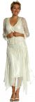 V-Neck Beaded Silk Mother of the bride Dress with Jacket with Jacket in Ivory color